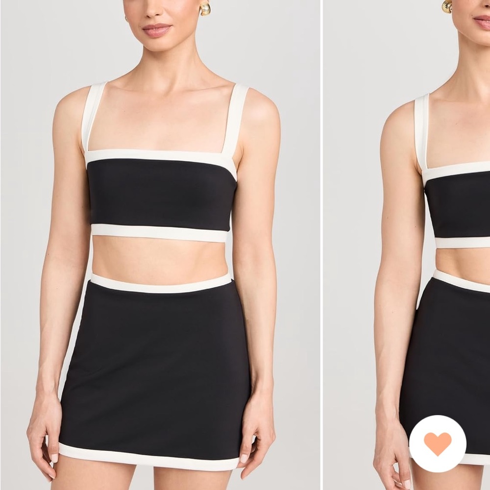 NWOT Reformation Black and Cream Two-Piece Active Set